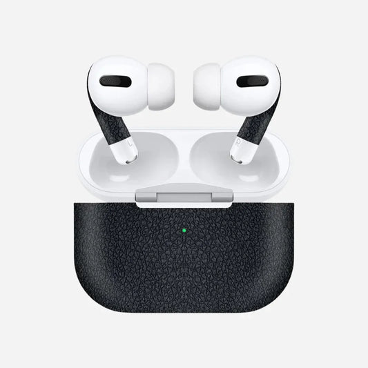 Black Leather Wireless Earbuds Skin - Rize Plus