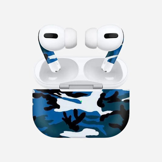 Blue Camouflage Wireless Earbuds Skin - Rize Plus