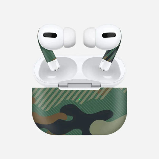 Green Camouflage Wireless Earbuds Skin - Rize Plus